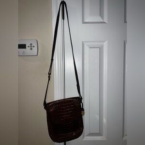 Brahmin Dark Brown Croc-Embossed Crossbody Bag